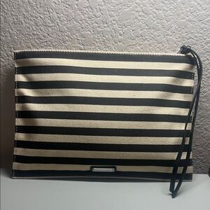 Rebecca Minkoff Black and Cream Striped Clutch